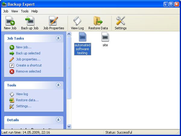 automated software testing - backup expert screenshot